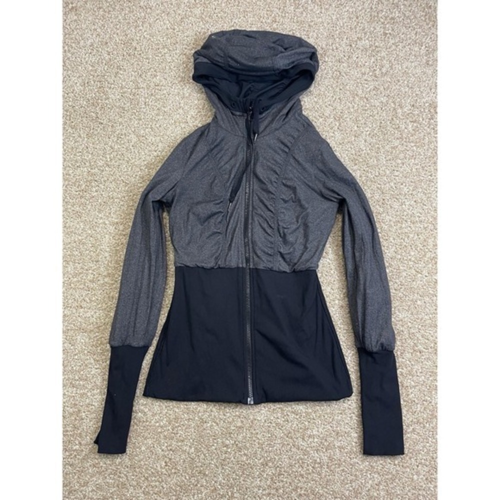 Lululemon Dance Studio‎ Jacket Size 6 Black Reversible Gray Full Zip Hooded